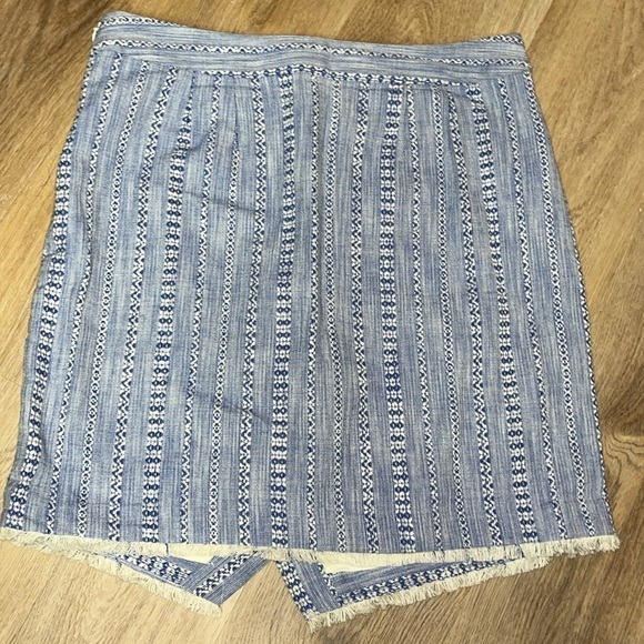Ann Taylor LOFT Cotton Striped Tweed Faux Wrap Skirt Size 12 Dynamic Blue - Picture 6 of 7